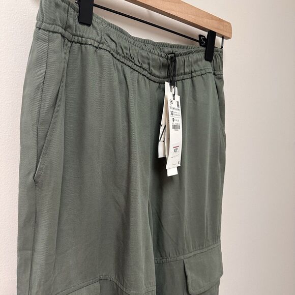 Zara Women’s Cargo Pants Size XS Olive Green Drawstring Casual High Waist‎ NWT - Picture 6 of 14